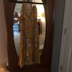 Floral Yellow Wrap Dress